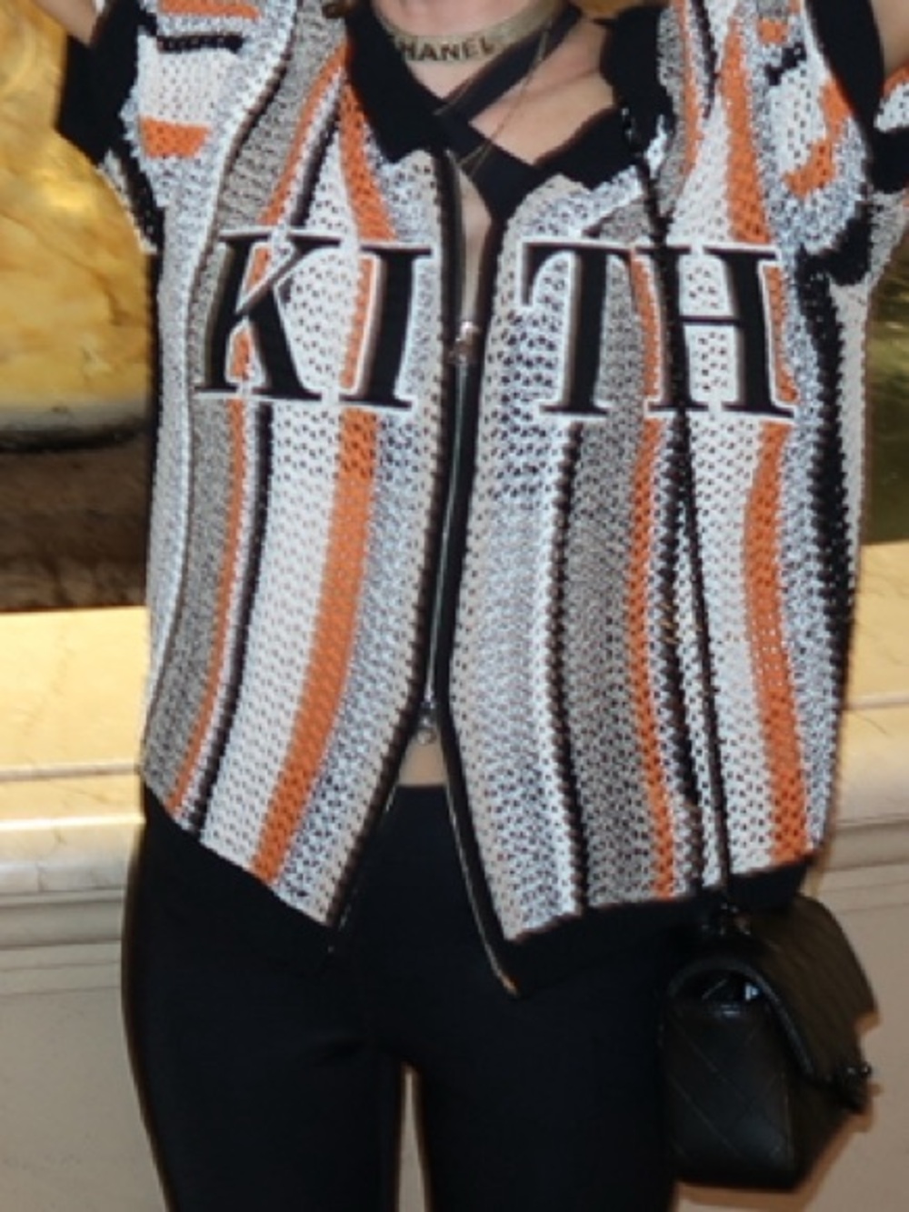 Kith Knit Zip-Front Jersey in Orange, Black & White